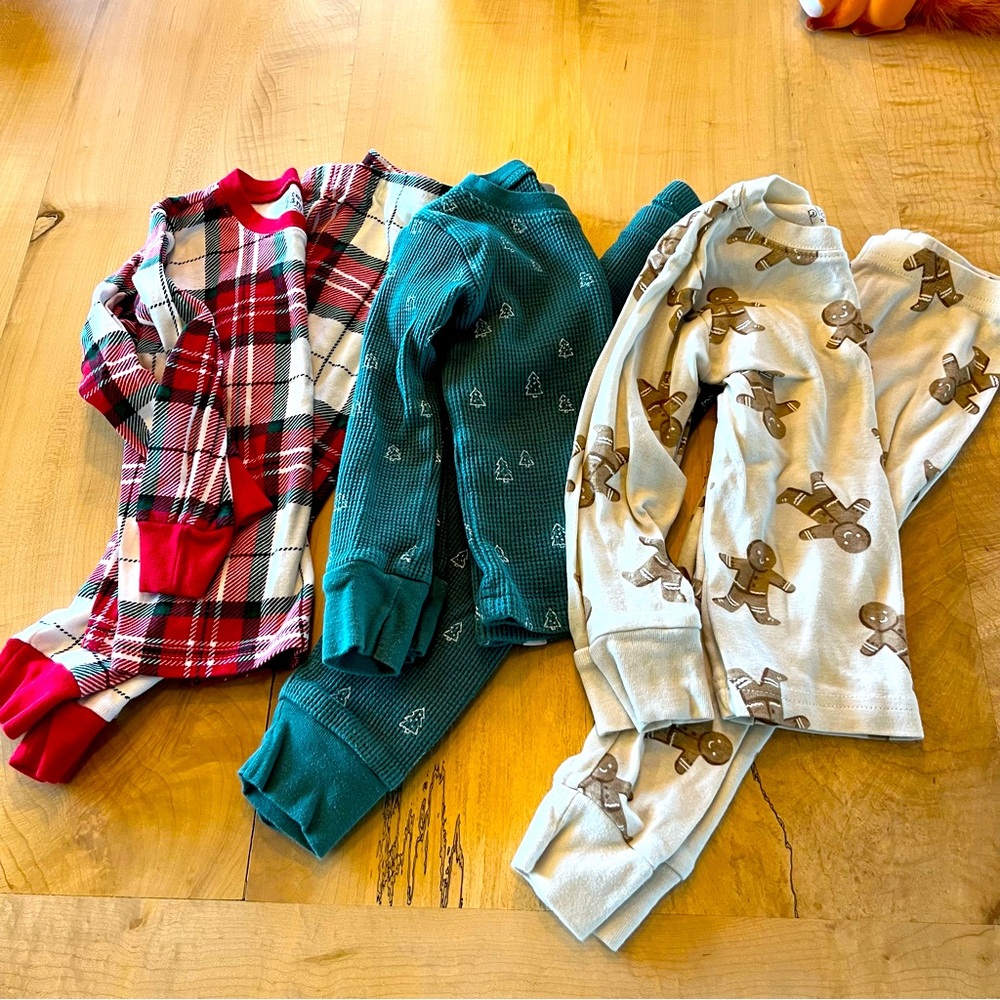 Holiday Christmas themed pjs toddler baby little planet & carters